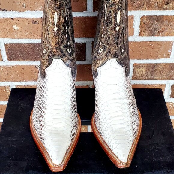 (SOLD on EBay) FORASTERO Men's Leather, Python Skin, Western Boots-Brn&Wht-Sz:8W - Picture 3 of 14